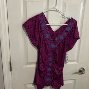 Inc purple, blue and black shirt